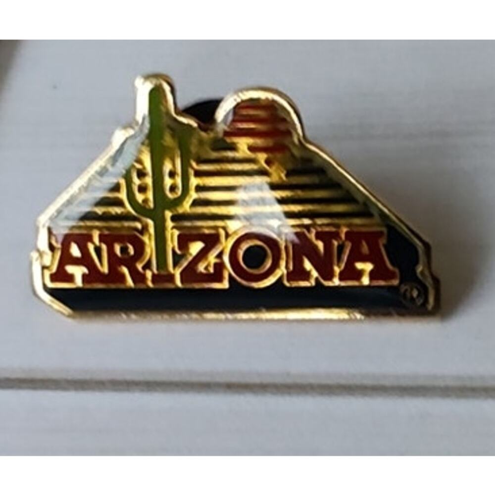 Arizona State Pin Cactus Sunrise Mountains Souvenir Travel Hat Lapel Collectible